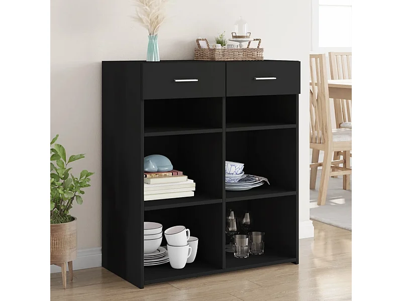 Credenza Nera 80x42,5x93 cm in Legno Multistrato
