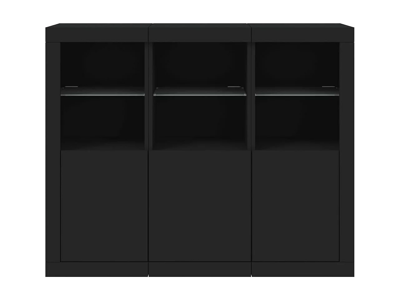 Sideboards mit LED-Leuchten 3 Stk. Schwarz Holzwerkstoff