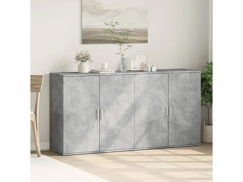 Aparadores 2 uds madera de ingeniería gris hormigón 79x38x80 cm