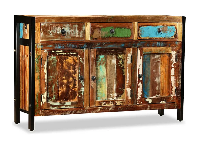 Aparador de madeira reciclada maciça 120x35x76 cm