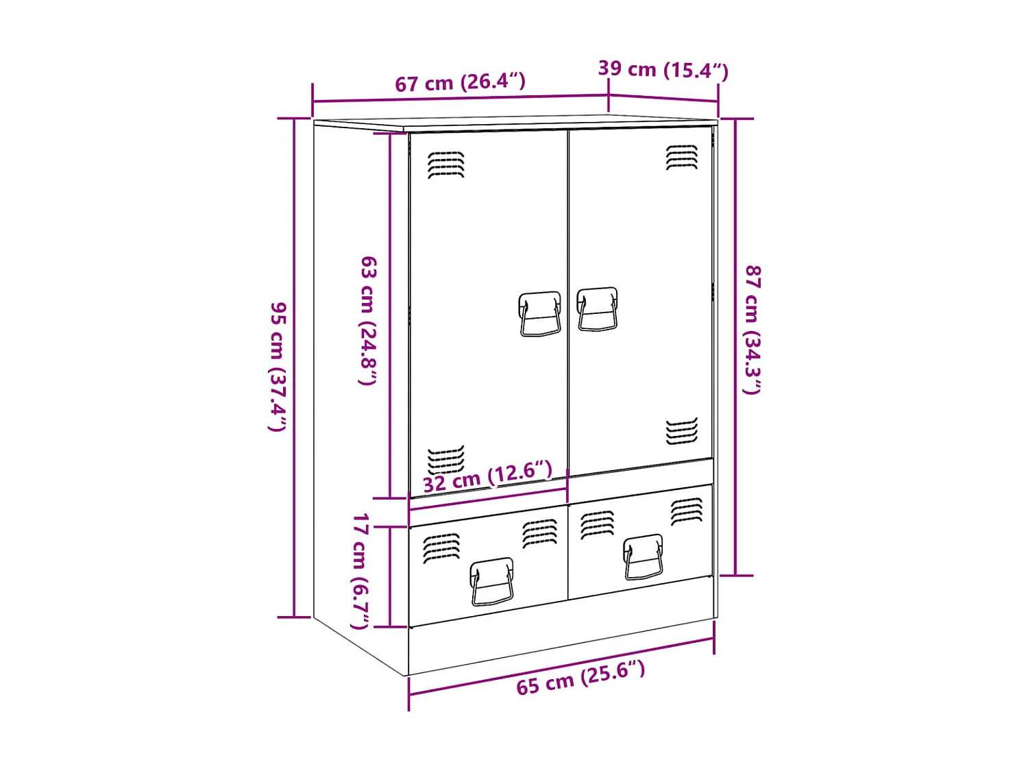 Hoge kast 67x39x95 cm staal olijfgroen