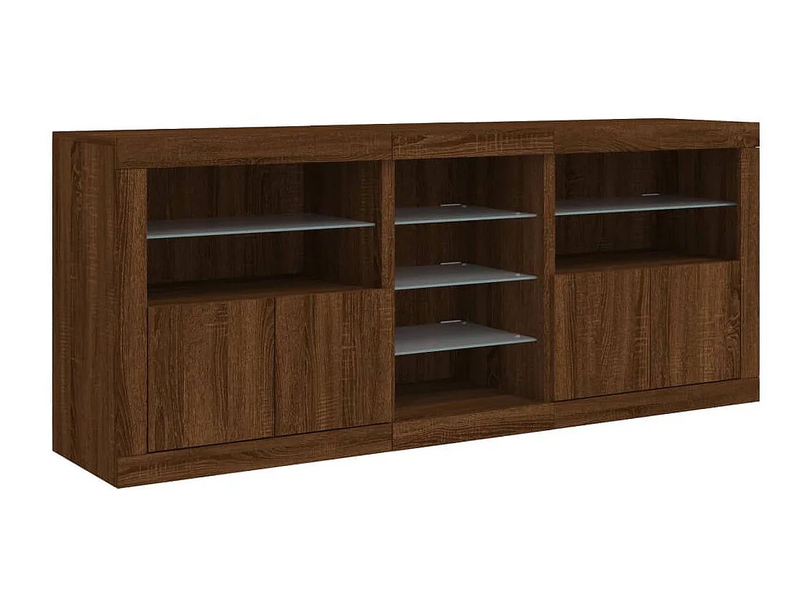 Credenza con Luci LED Rovere Marrone 181,5x37x67 cm