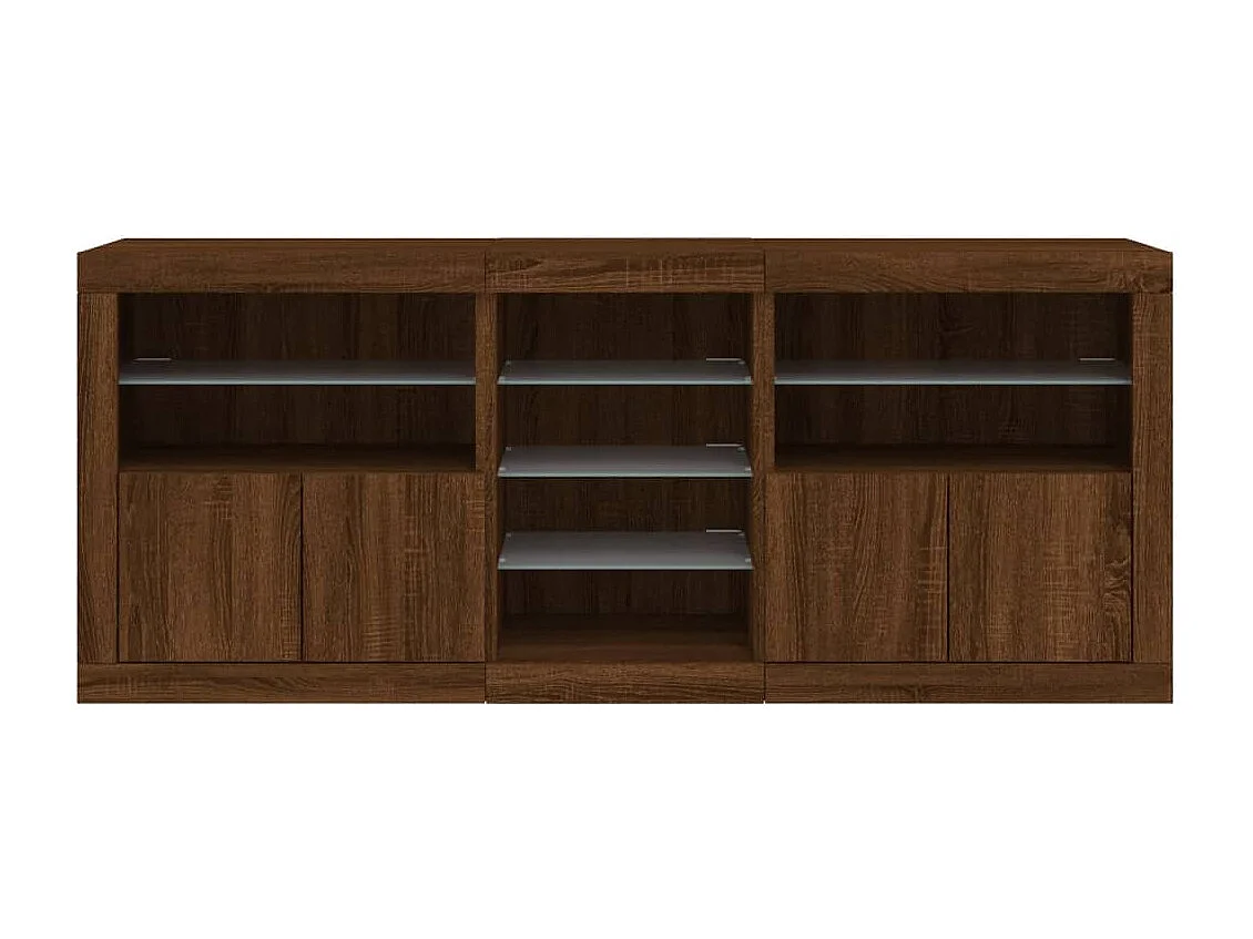 Credenza con Luci LED Rovere Marrone 181,5x37x67 cm