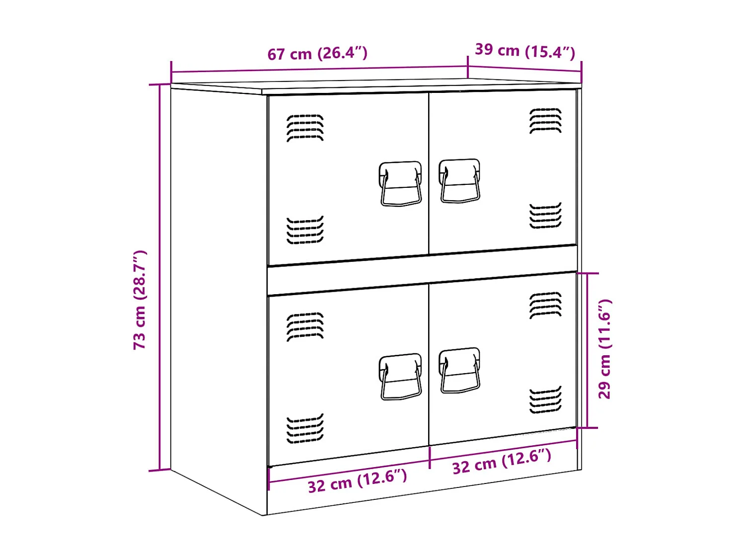 Credenza Rosa 67x39x73 cm in Acciaio
