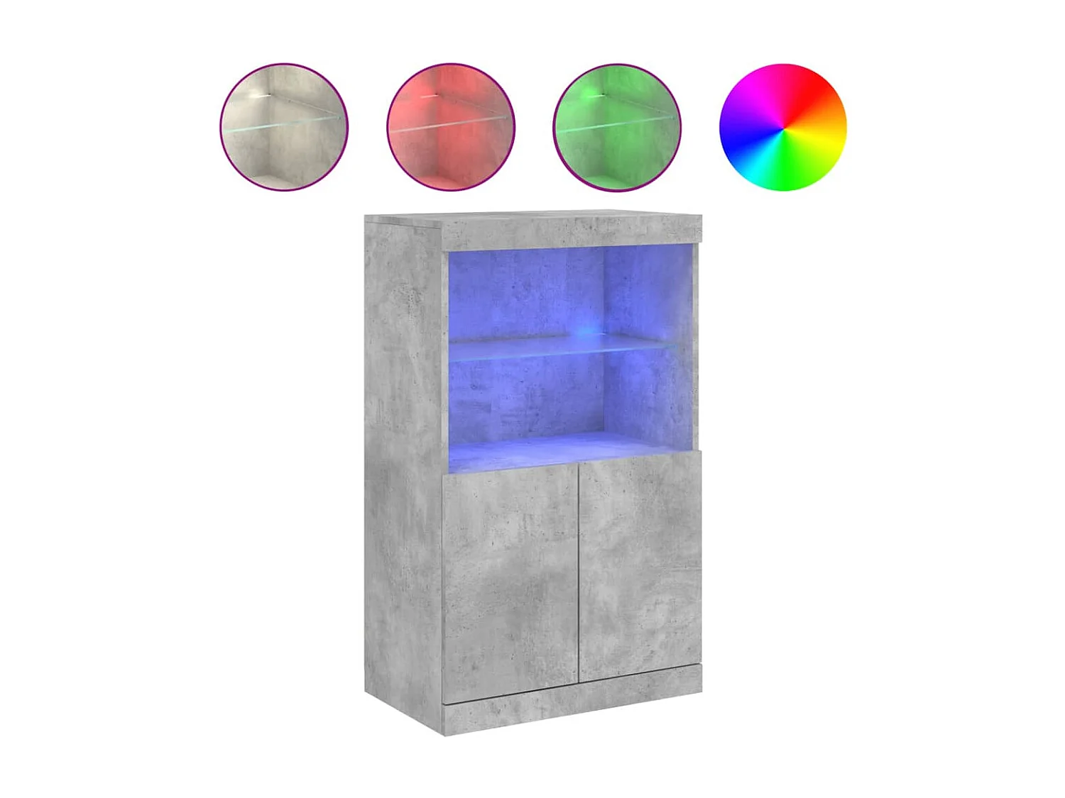 Credenza con Luci LED Grigio Cemento 60,5x37x100 cm