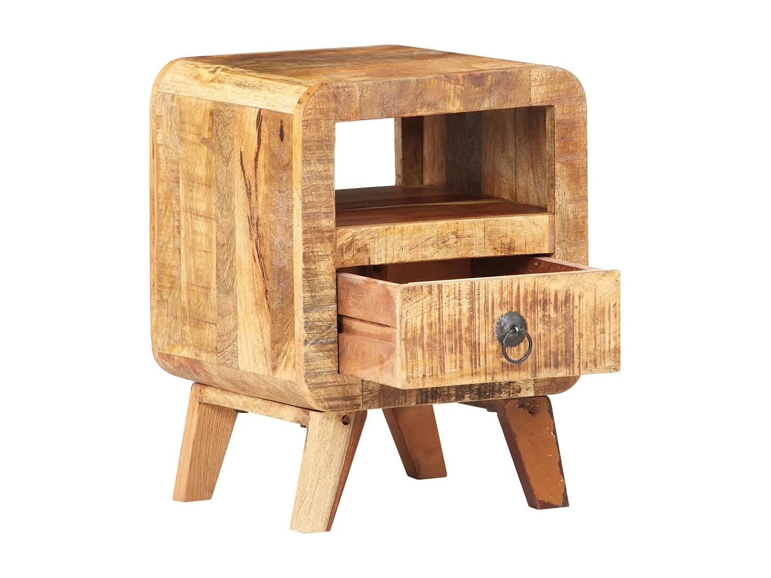 Comodino 30x30x41 cm in Legno di Mango Grezzo