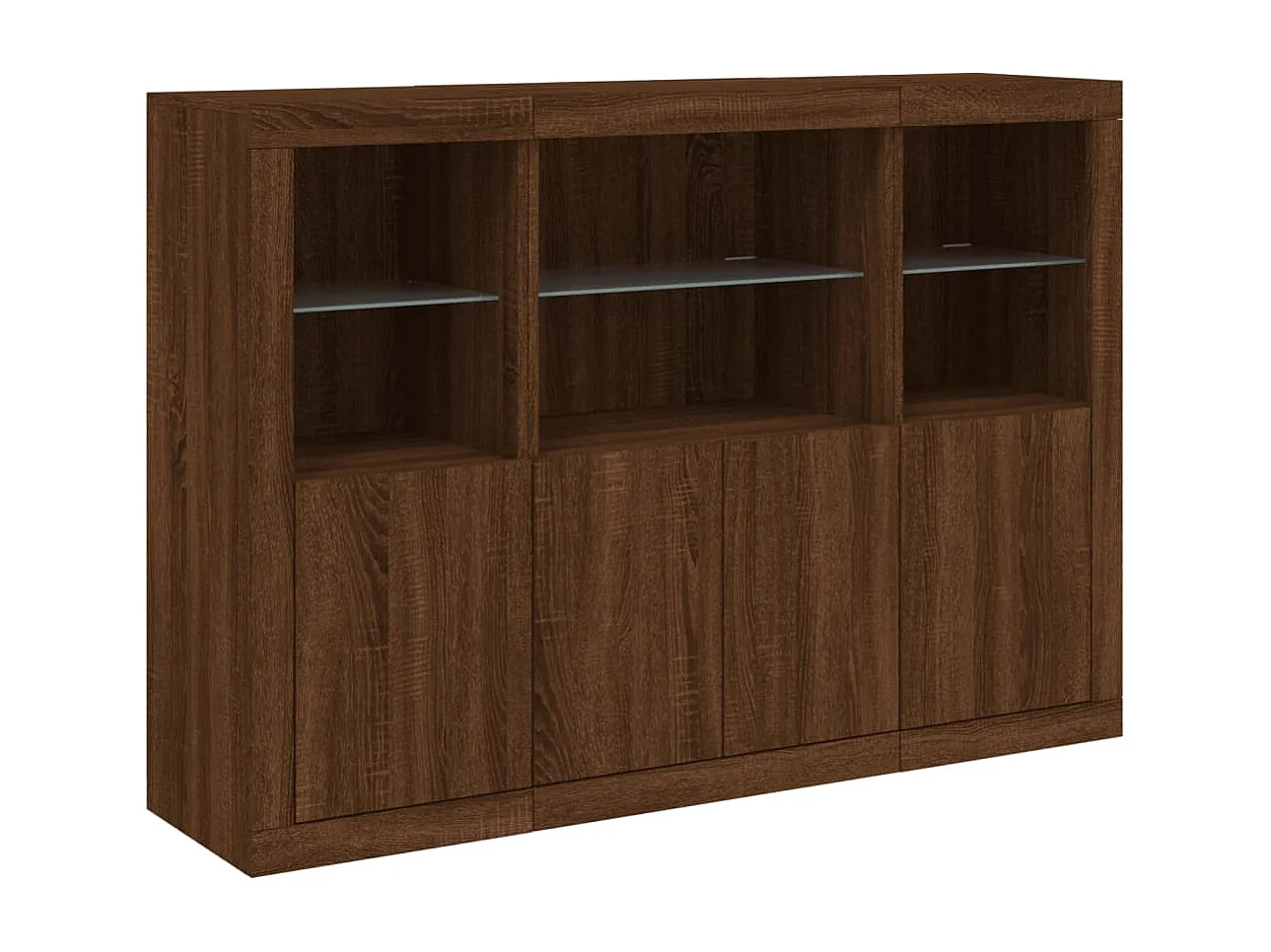 Sideboards mit LED-Leuchten 3 Stk. Braun Eichen-Optik