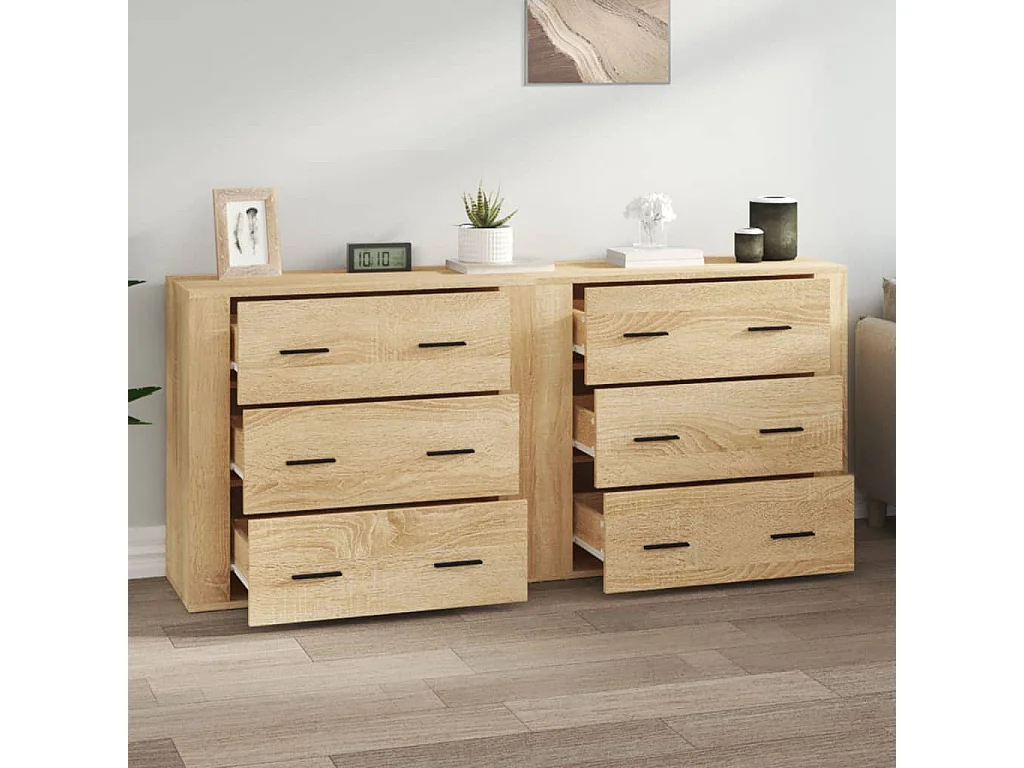 Sideboards 2 Stk. Sonoma-Eiche Holzwerkstoff