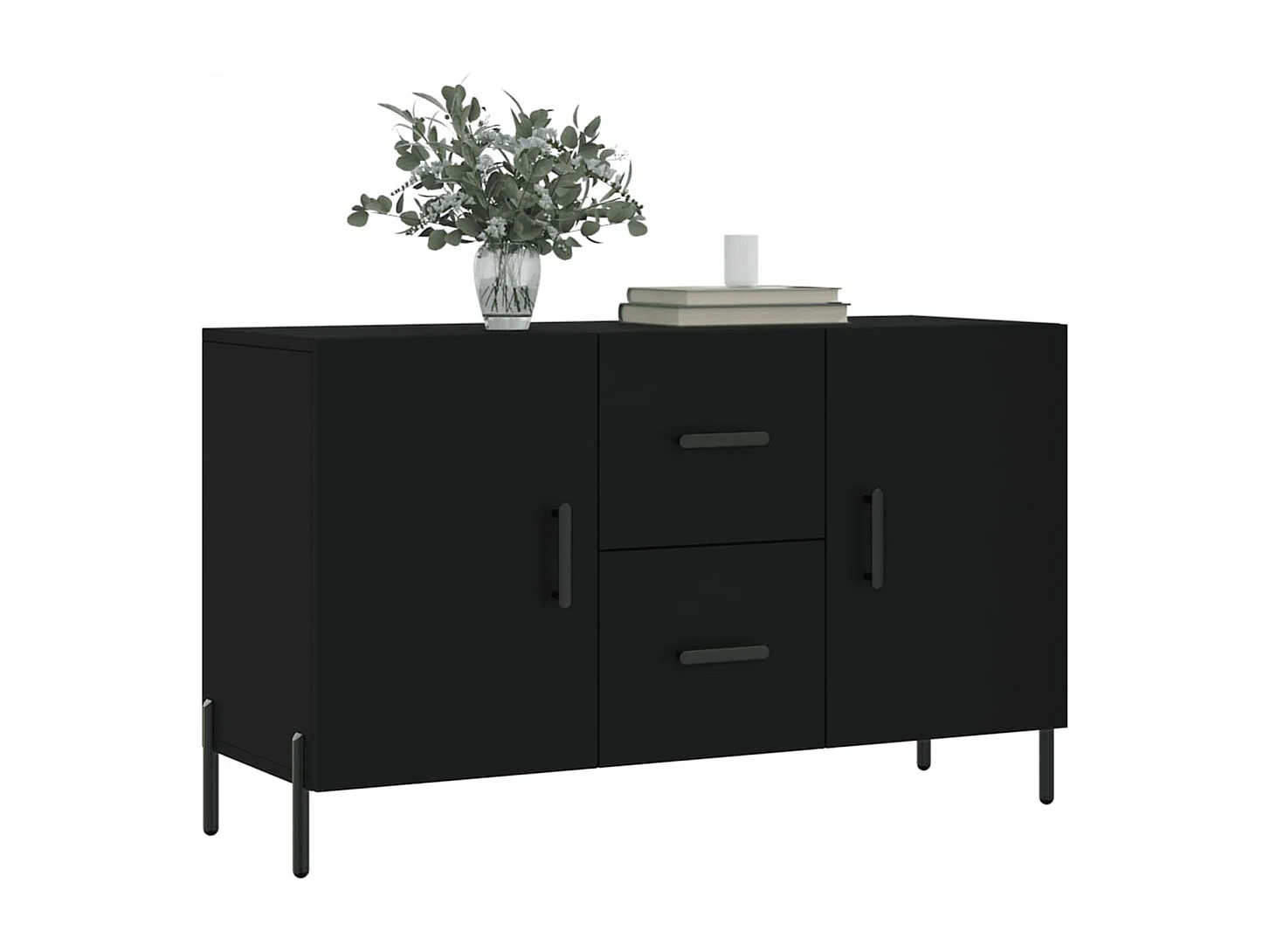 Credenza Nera 100x36x60 cm in Legno Multistrato