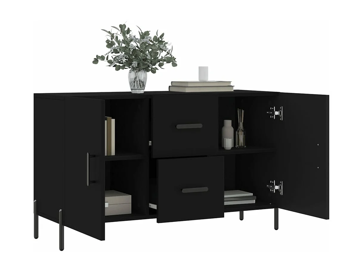 Credenza Nera 100x36x60 cm in Legno Multistrato