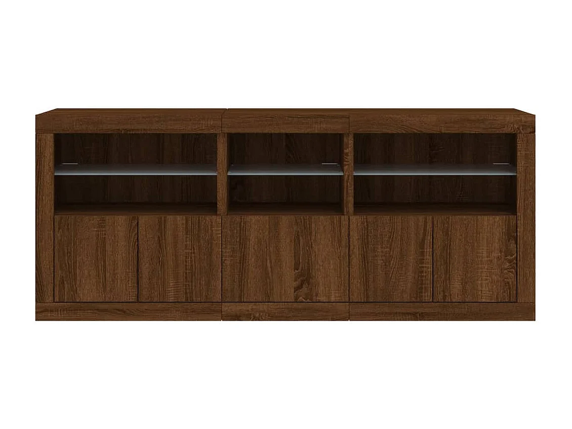 Aparador com luzes LED 162x37x67 cm carvalho castanho