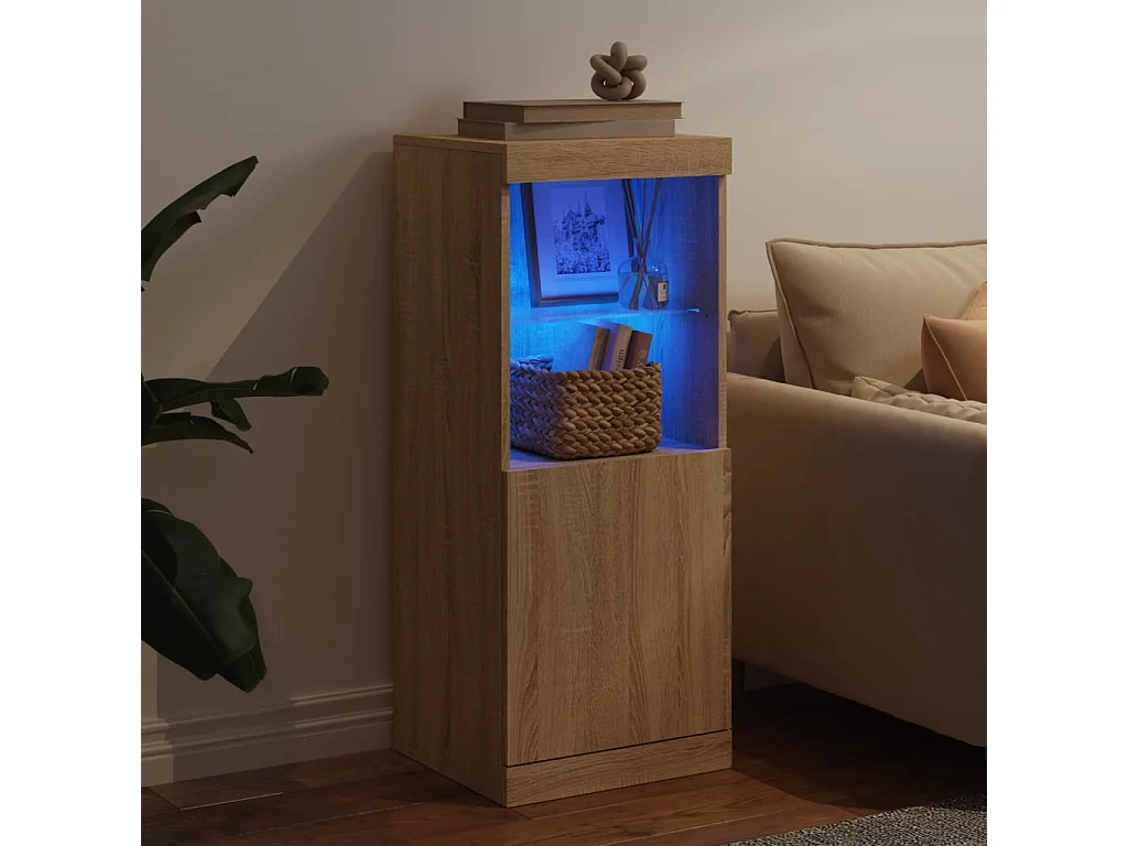 Buffet avec lumières LED chêne sonoma 41x37x100 cm