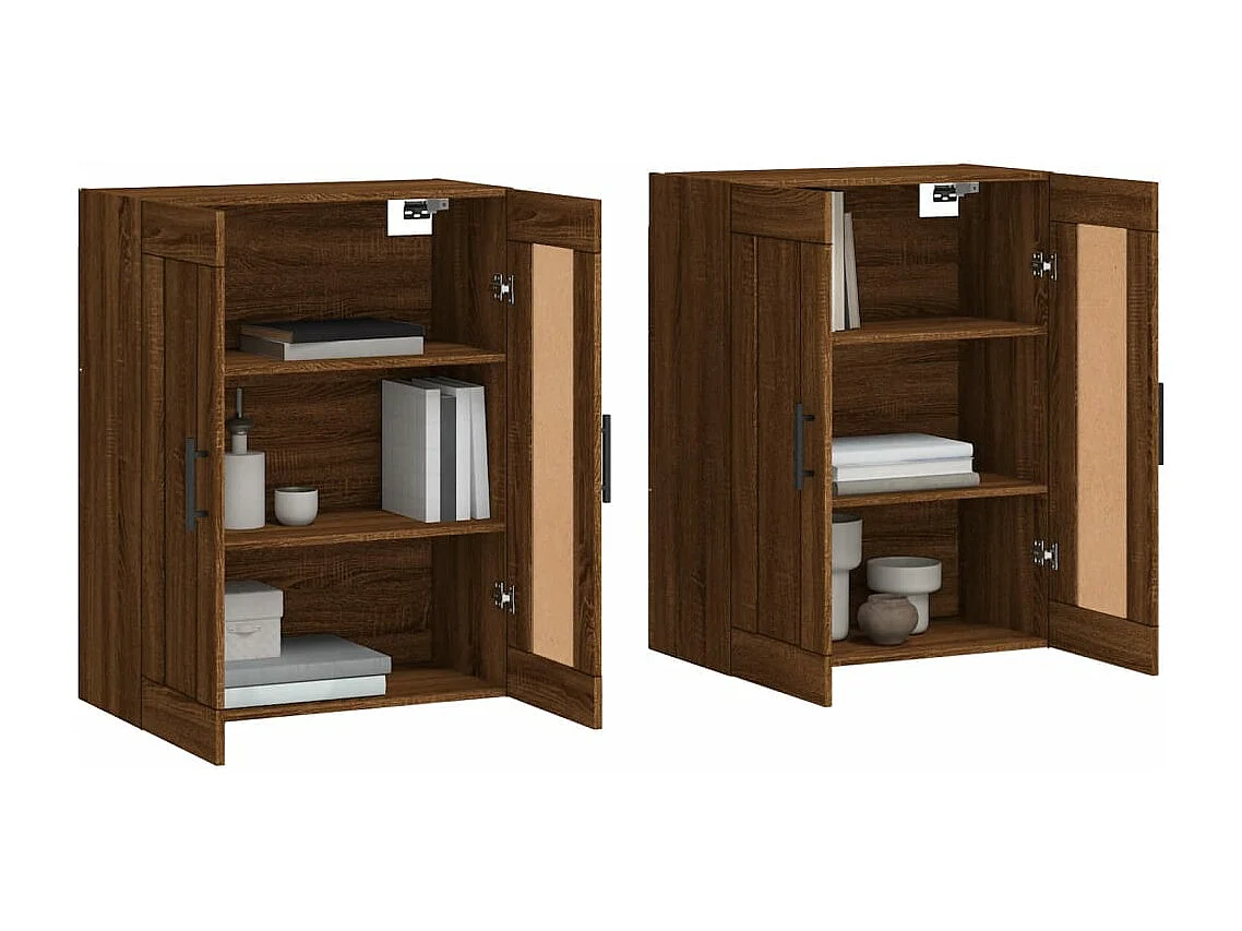 Armadietti a Parete 2 pz Rovere Marrone in Legno Multistrato