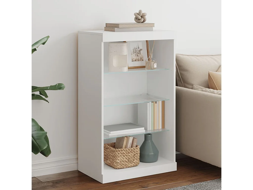 Credenza con Luci LED Bianca 60,5x37x100 cm