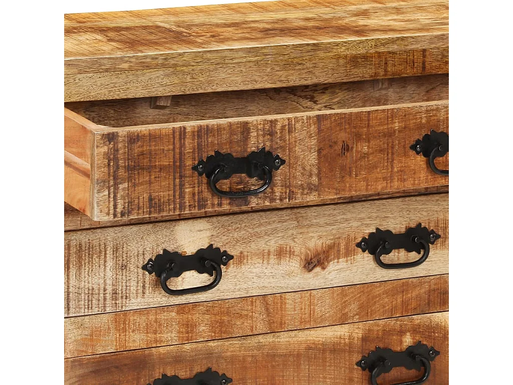 Credenza con 3 Cassetti 80x30x65 cm Legno Grezzo Massello Mango