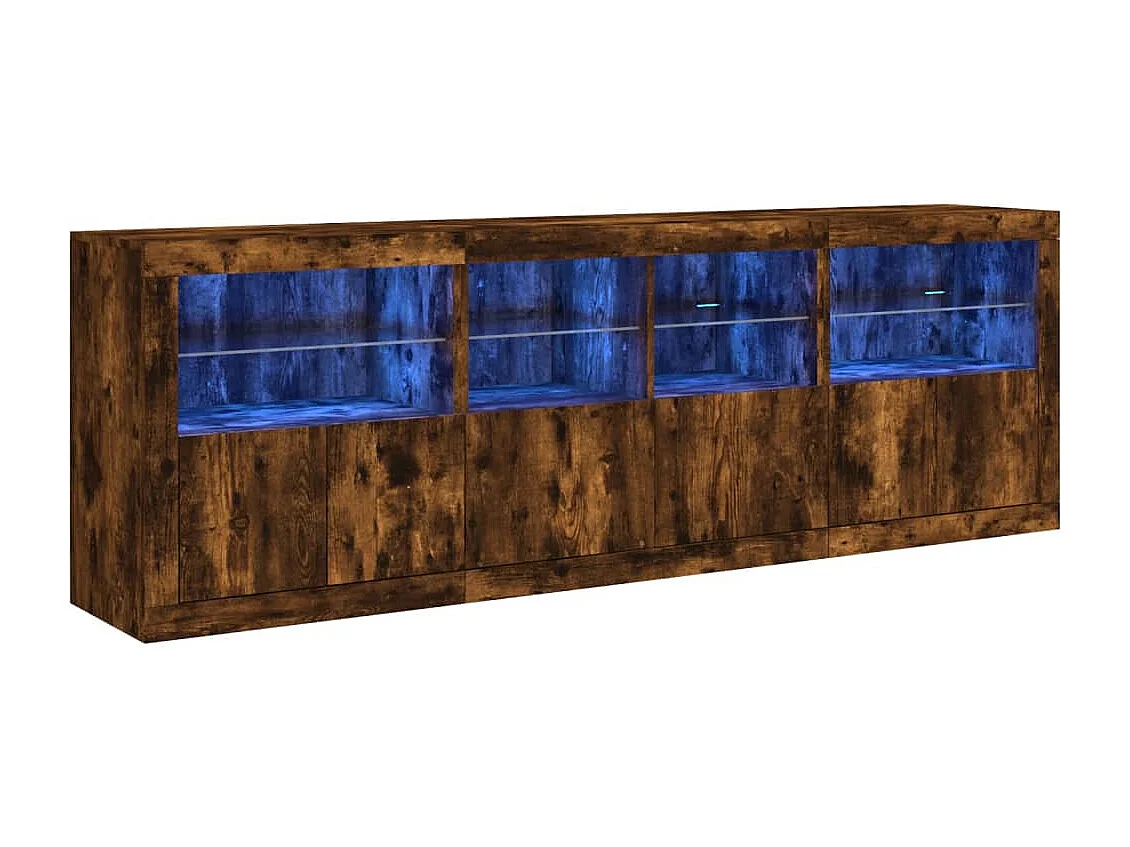 Sideboard mit LED-Leuchten Räuchereiche 202x37x67 cm