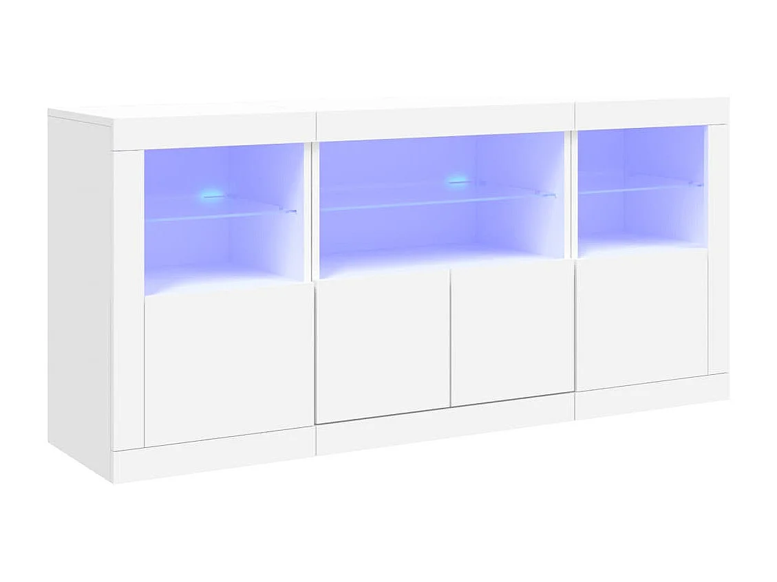 Credenza con Luci LED Bianca 142,5x37x67 cm