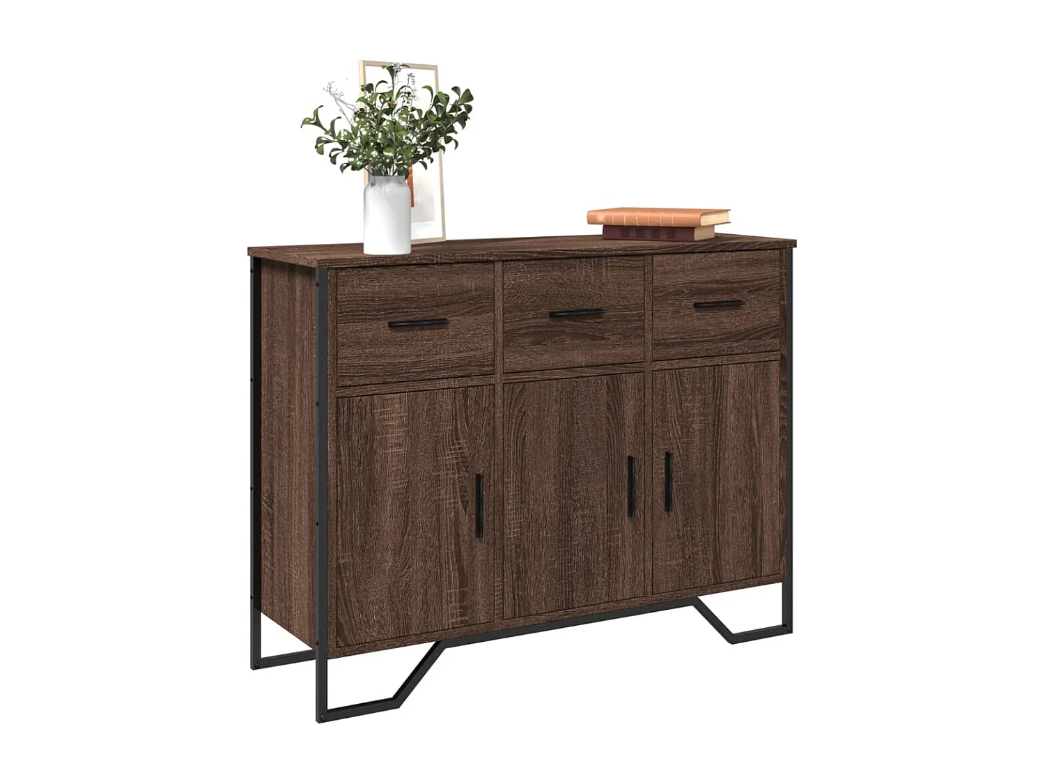 Buffet chêne marron 97x32,5x74,5 cm bois d'ingénierie