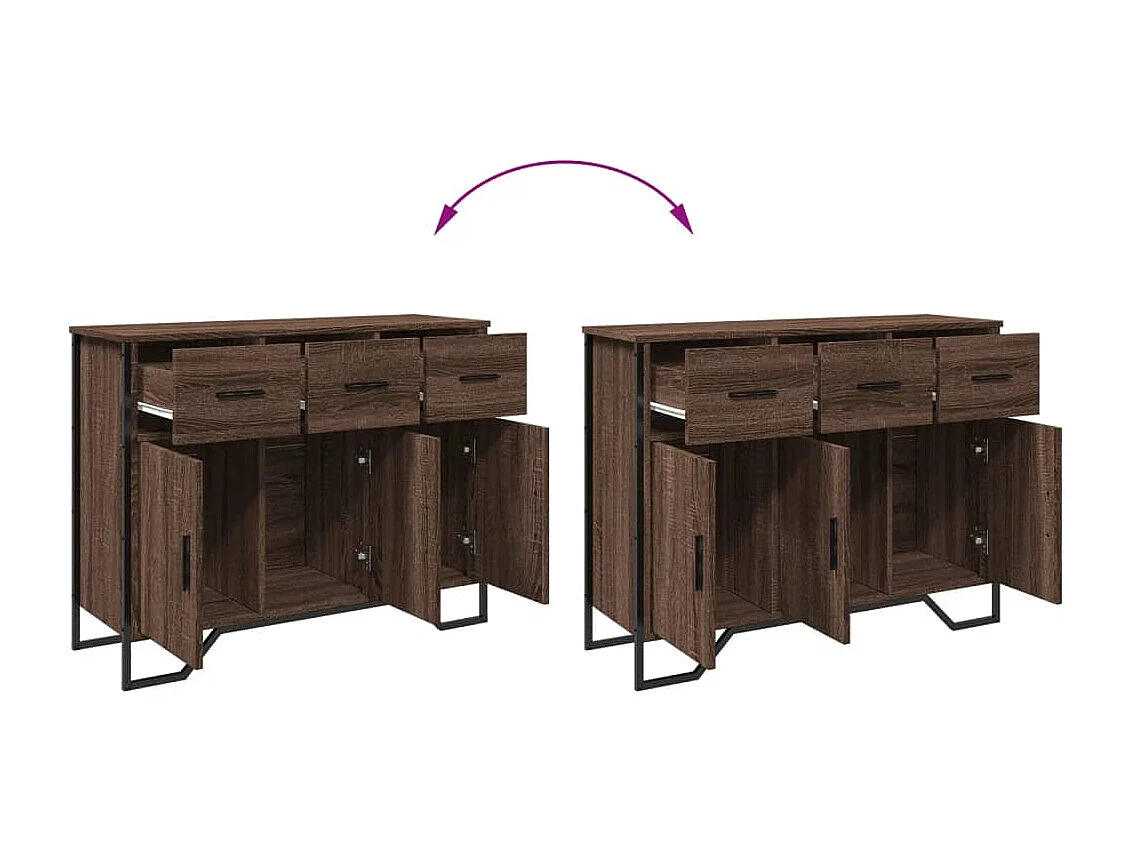 Buffet chêne marron 97x32,5x74,5 cm bois d'ingénierie