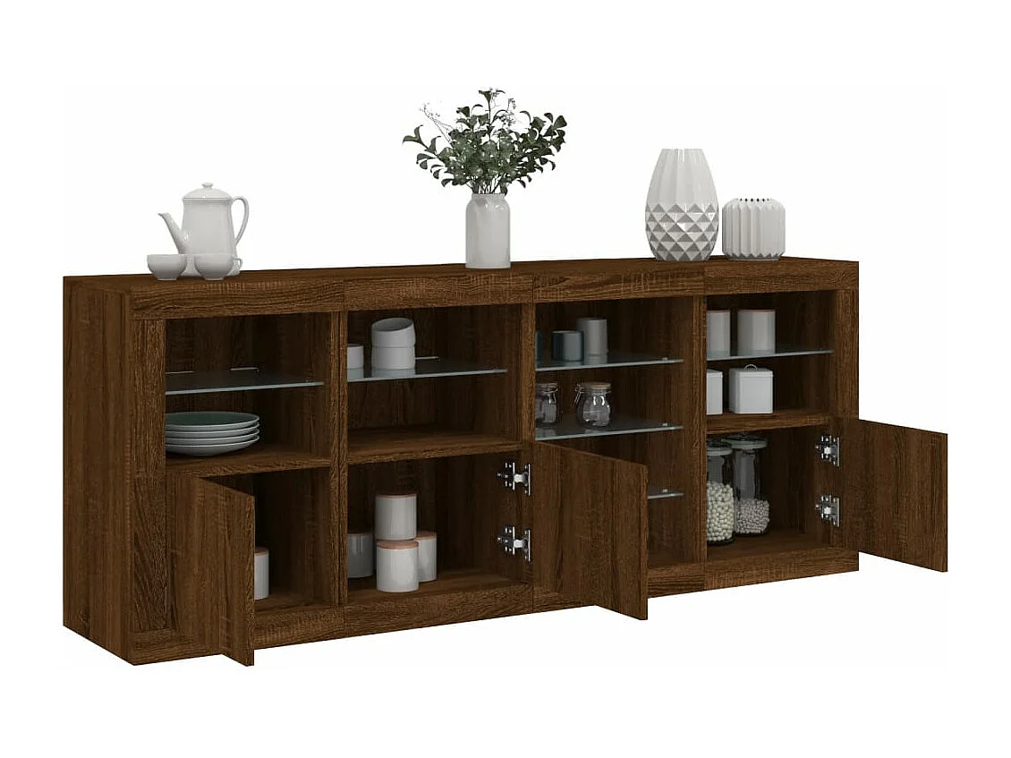 Sideboard mit LED-Leuchten Braun Eichen-Optik 164x37x67 cm
