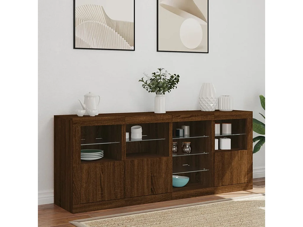 Sideboard mit LED-Leuchten Braun Eichen-Optik 164x37x67 cm