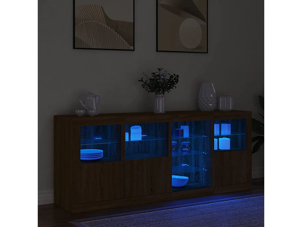 Sideboard mit LED-Leuchten Braun Eichen-Optik 164x37x67 cm
