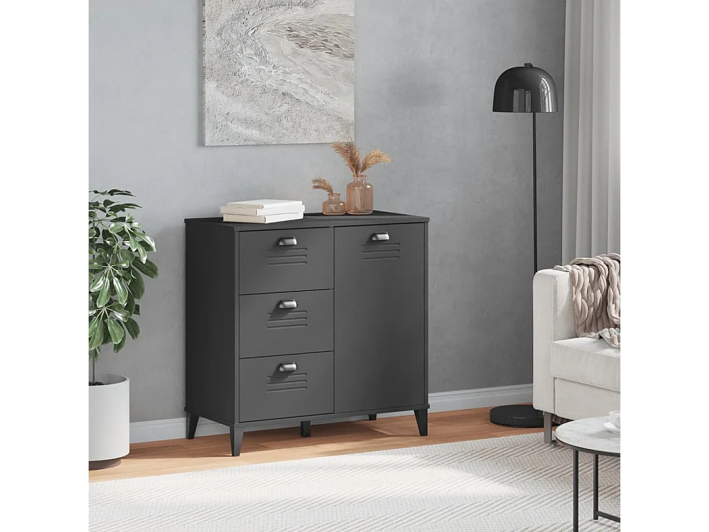 Buffet VIKEN gris anthracite 80x40x80 cm bois d'ingénierie