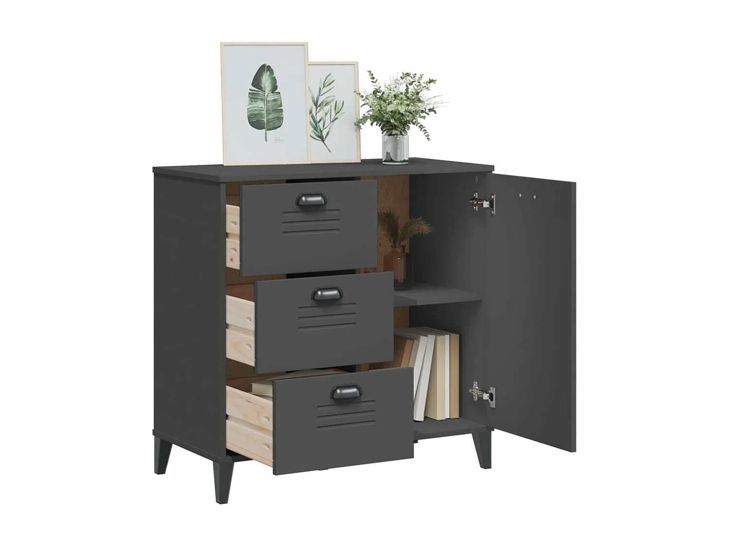 Buffet VIKEN gris anthracite 80x40x80 cm bois d'ingénierie