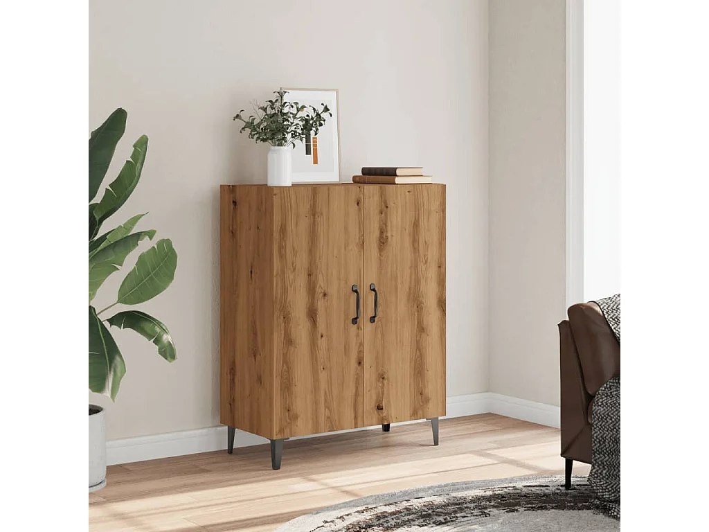 Credenza Rovere Artigianale 70x34x90 cm in Legno Multistrato