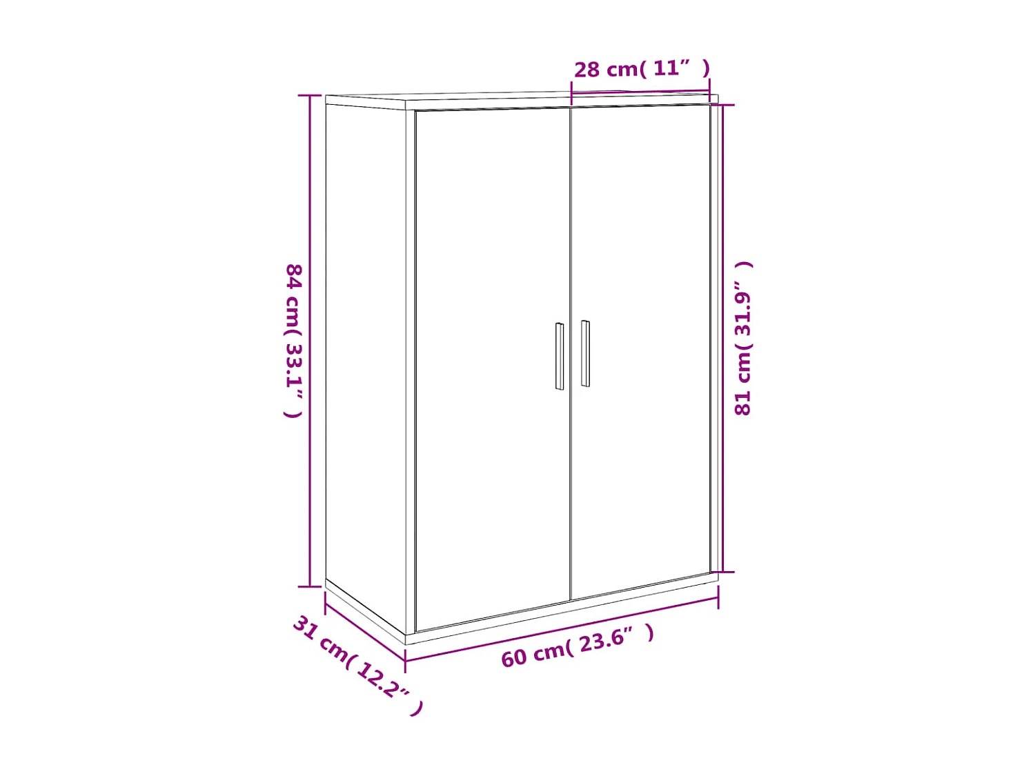 Sideboards 2 Stk. Grau Sonoma 60x31x84 cm Holzwerkstoff