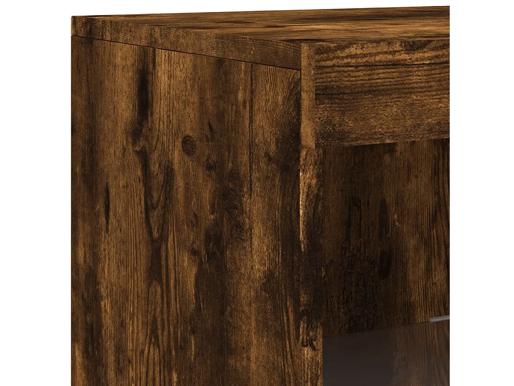 Credenze con Luci LED 3 pz Rovere Fumo in Legno Multistrato