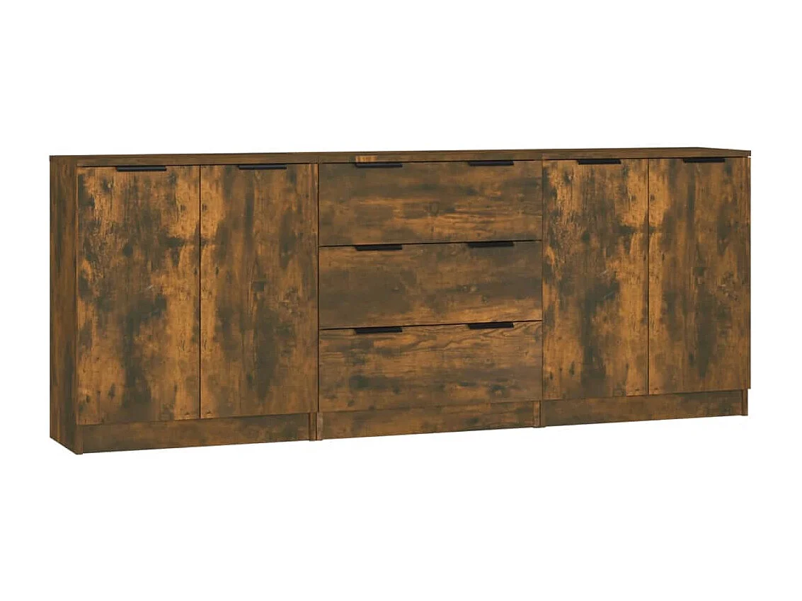Buffets 3 pcs Chêne fumé Bois d'ingénierie
