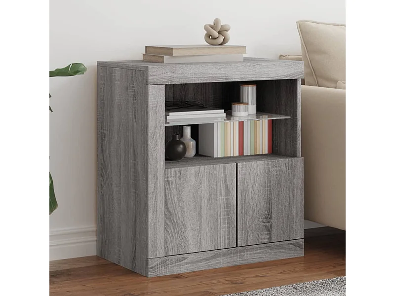 Aparador con luces LED gris Sonoma 60,5x37x67 cm