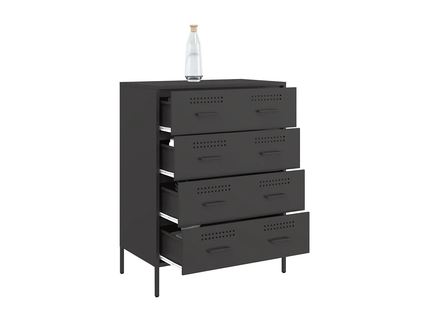 Buffet noir 68x39x89 cm acier