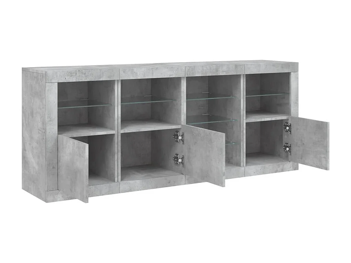 Sideboard mit LED-Leuchten Betongrau 164x37x67 cm