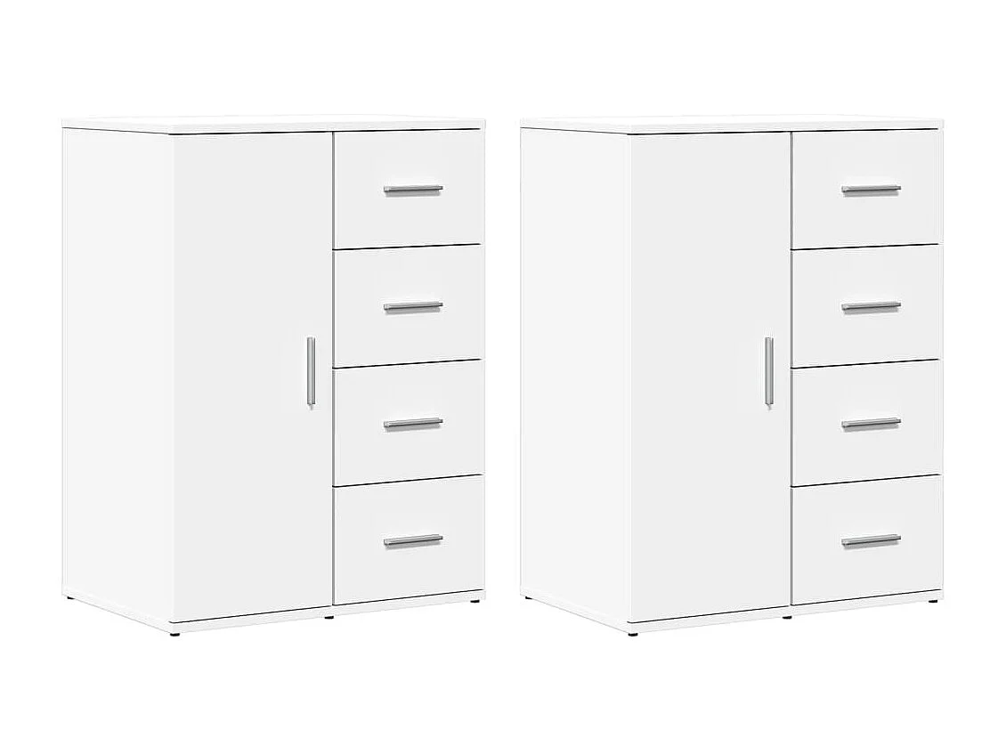 Credenze 2 pz Bianche 59x39x80 cm in Legno Multistrato