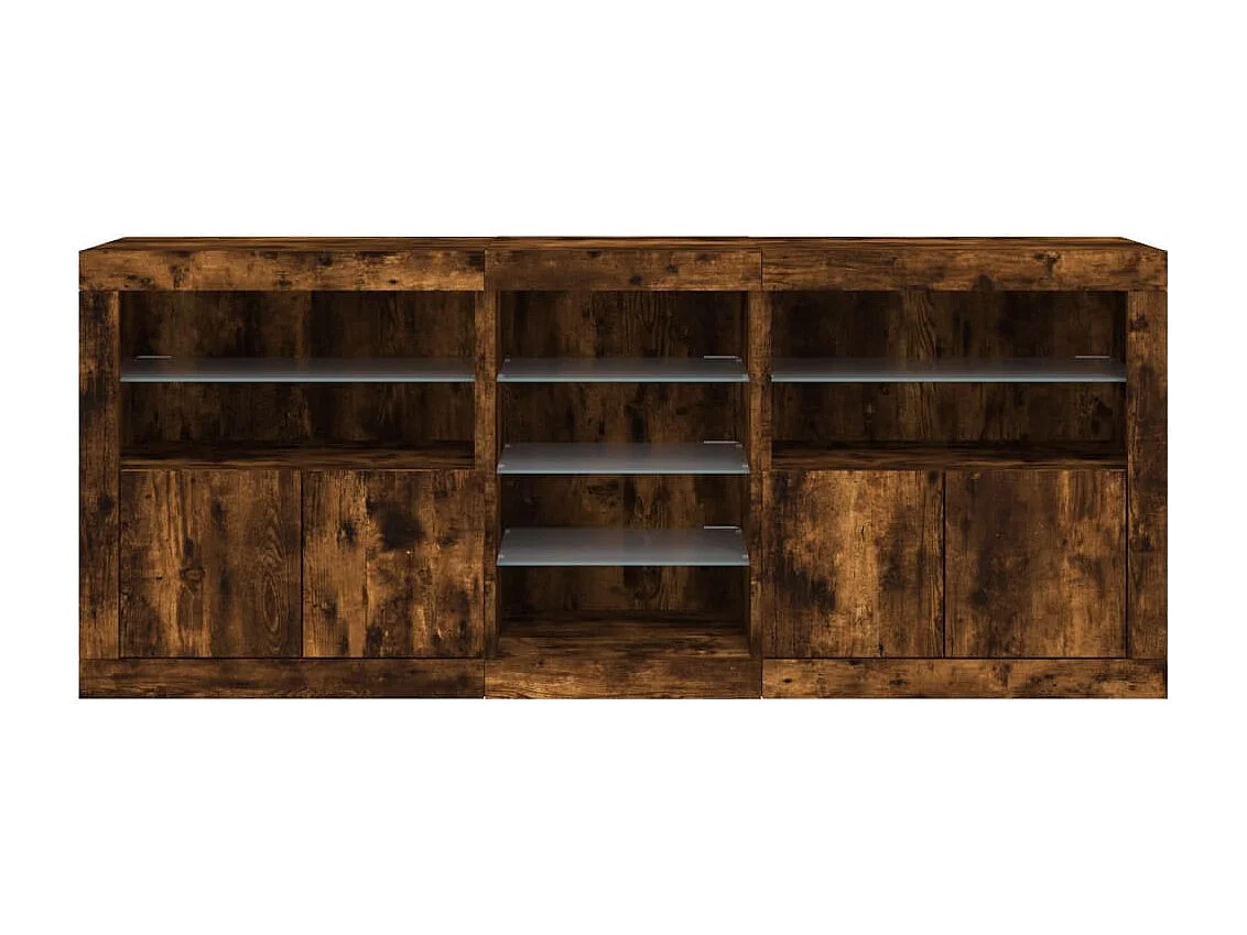 Aparador com luzes LED 181,5x37x67 cm carvalho fumado