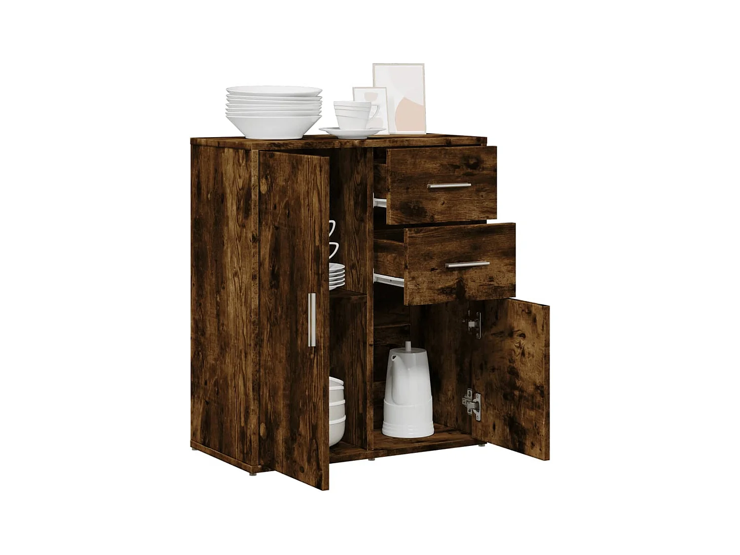 Buffet chêne fumé 60x31x70 cm bois d'ingénierie