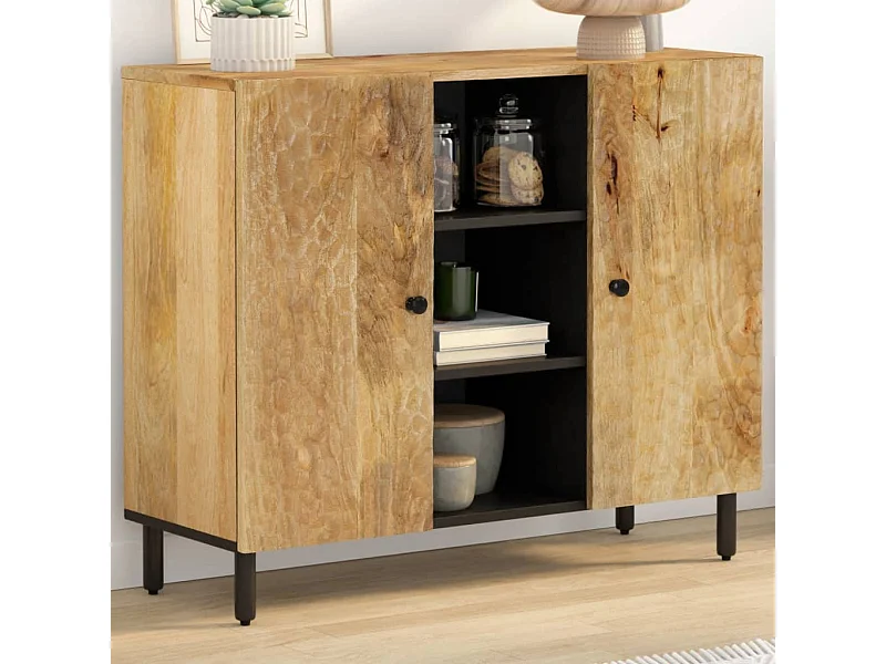 Credenza 90x33x75 cm in Legno Massello di Mango