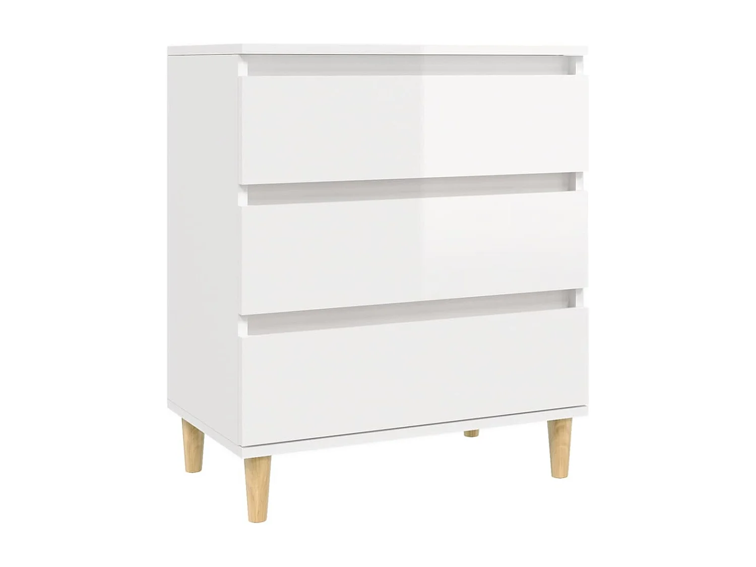 Aparador de madera contrachapada blanco brillante 60x35x70 cm