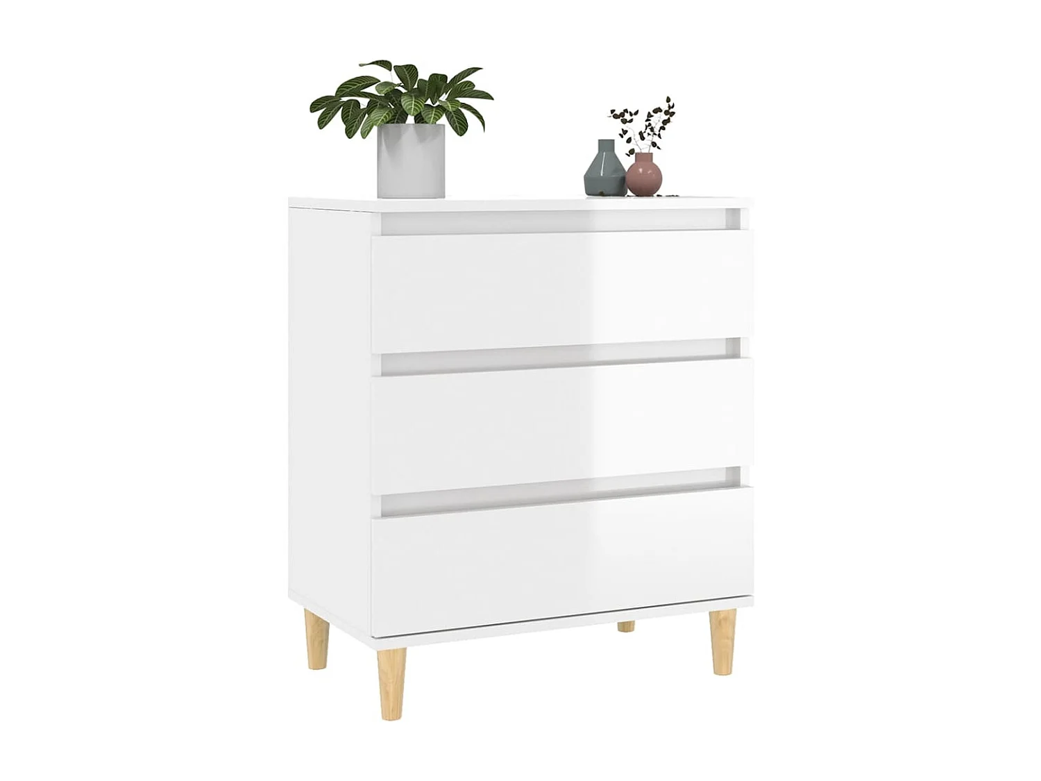 Aparador de madera contrachapada blanco brillante 60x35x70 cm