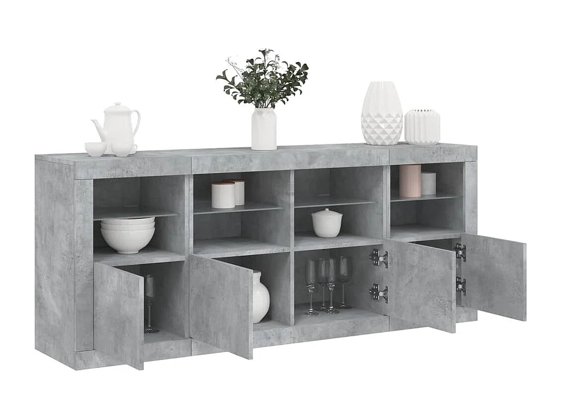Sideboard mit LED-Leuchten Betongrau 163x37x67 cm