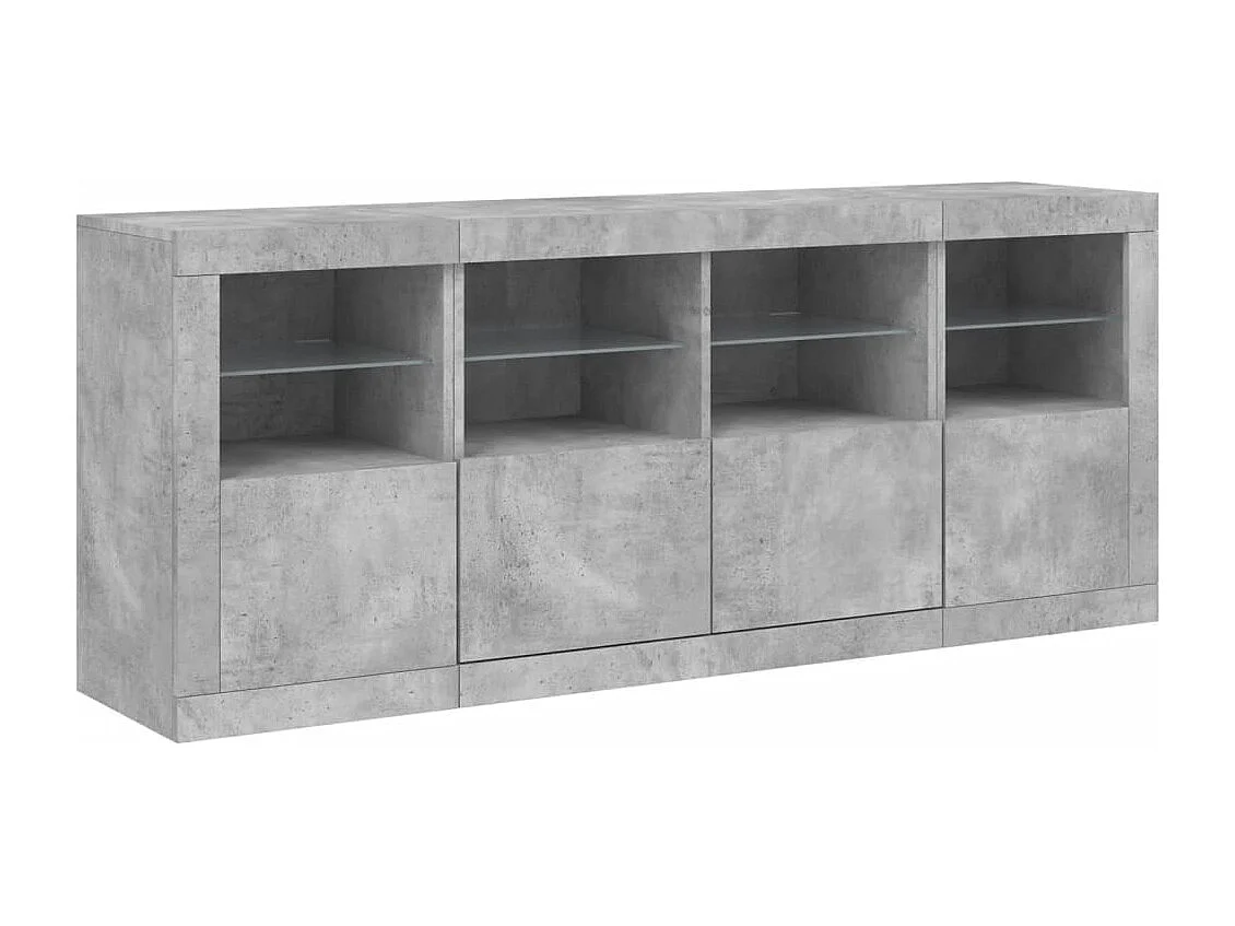 Sideboard mit LED-Leuchten Betongrau 163x37x67 cm
