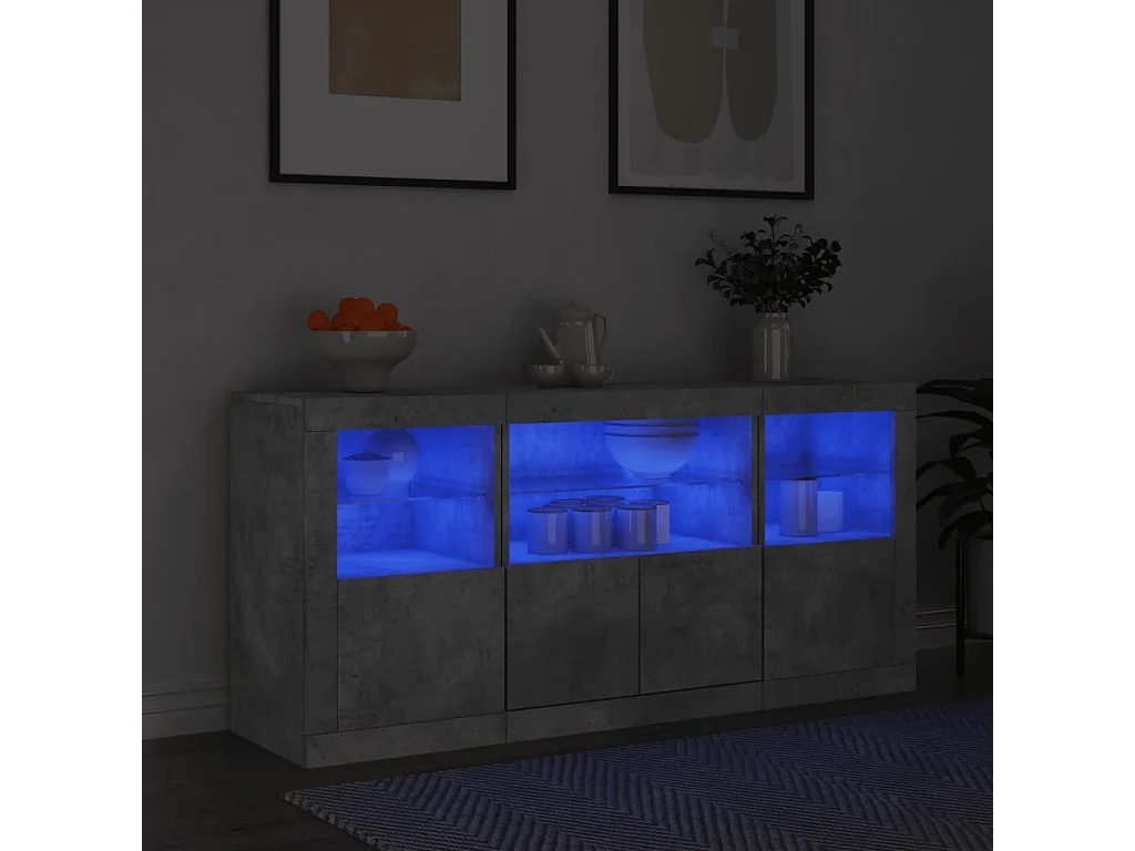 Sideboard mit LED-Leuchten Betongrau 142,5x37x67 cm