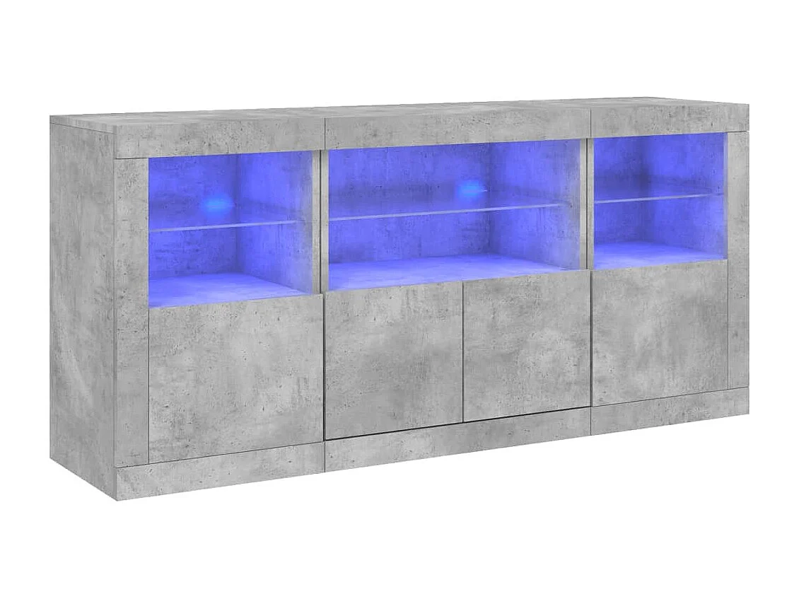 Sideboard mit LED-Leuchten Betongrau 142,5x37x67 cm