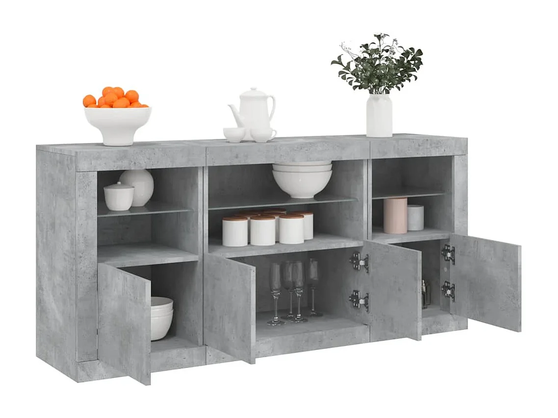 Sideboard mit LED-Leuchten Betongrau 142,5x37x67 cm
