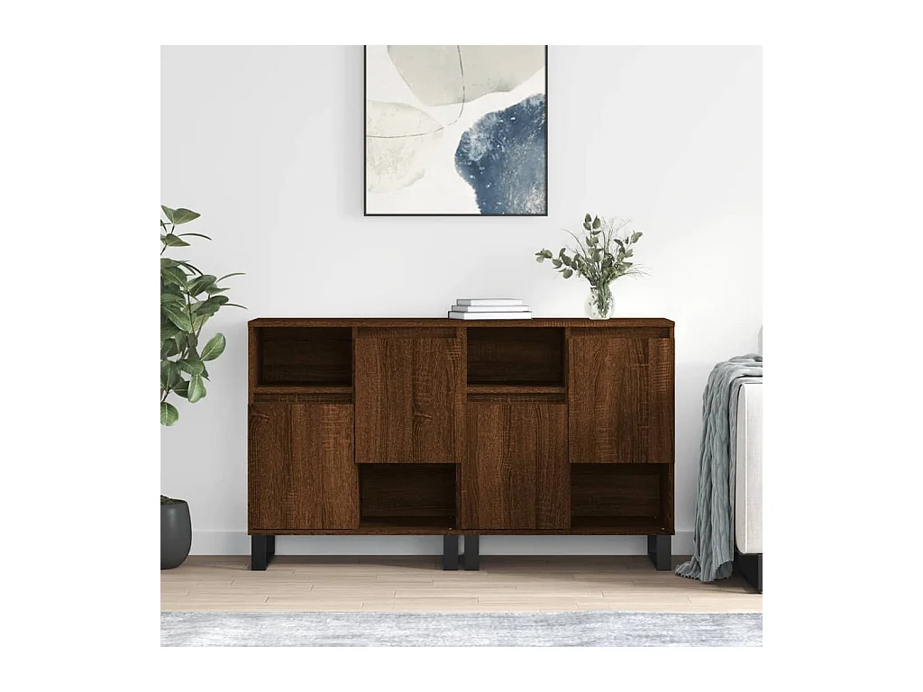 Buffets 2 pcs chêne marron bois d'ingénierie
