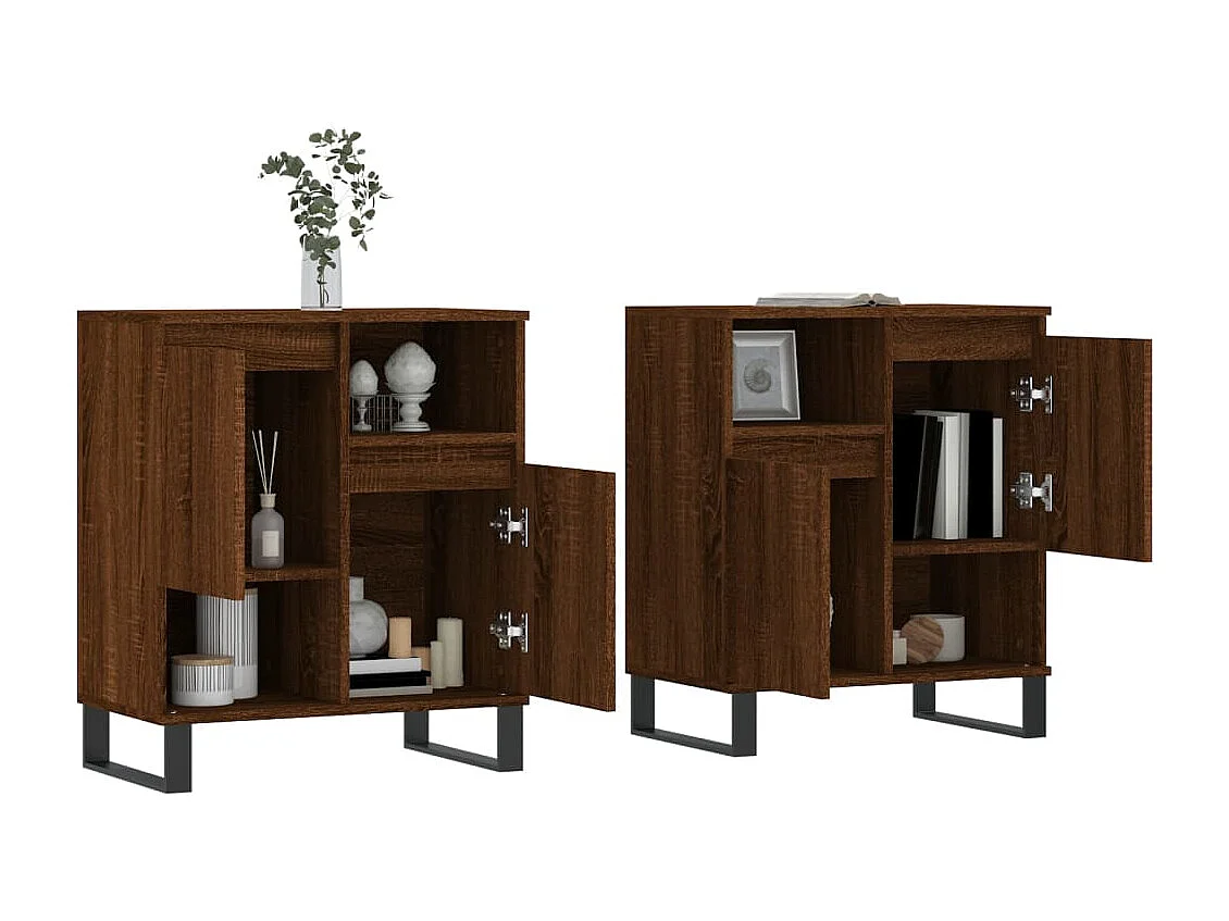 Aparadores 2 pcs derivados de madeira carvalho castanho