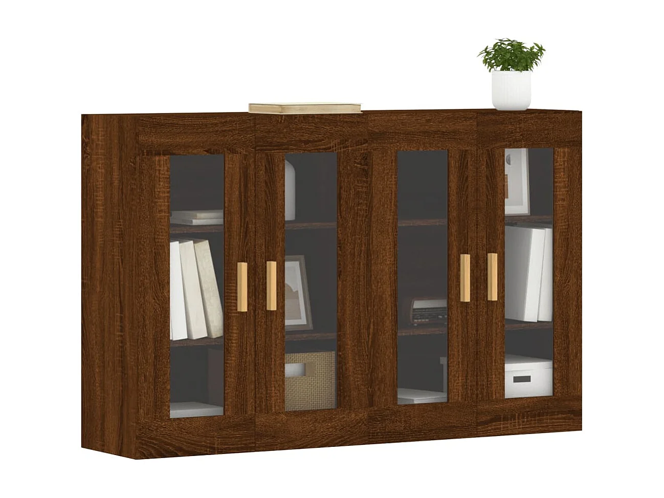 Armarios de pared 2 uds madera de ingeniería marrón roble