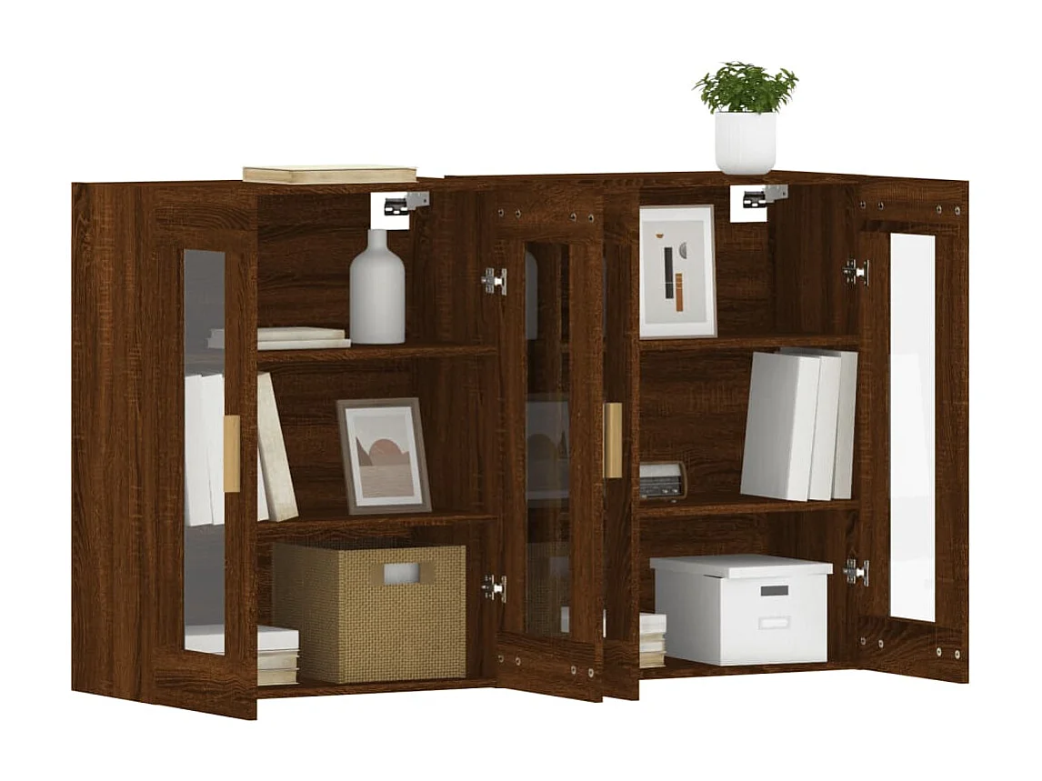 Armarios de pared 2 uds madera de ingeniería marrón roble